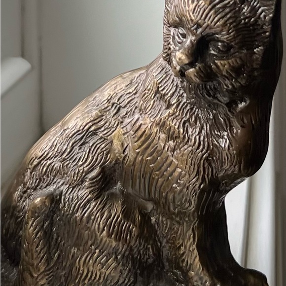 Vintage Brass Cat Kitten Figurine Statue Feline Animal Patina Detailed 4" tall - Picture 3 of 6